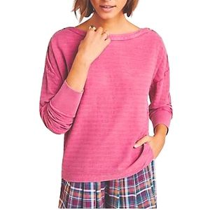 by Anthropologie Delilah Pullover Button Shoulder Rose Deep Pink Oversized Small